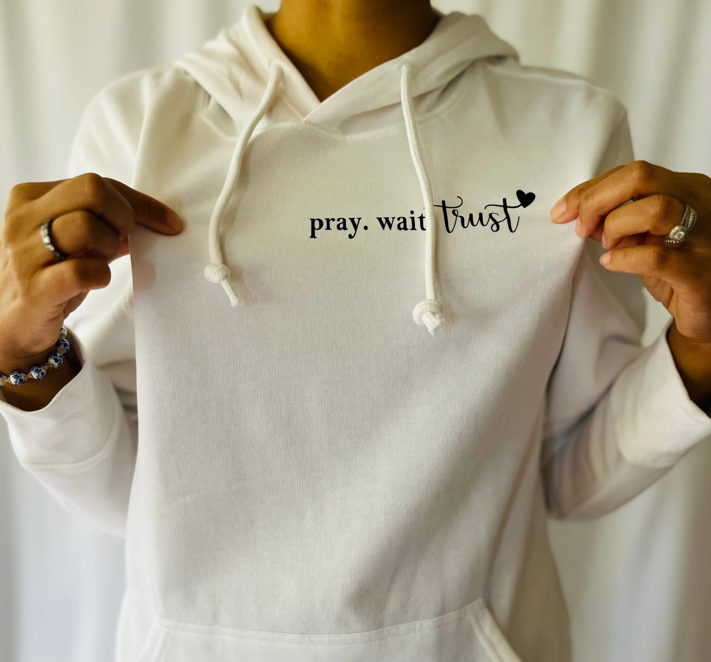 Pray Wait Trust Hoodie with Heart