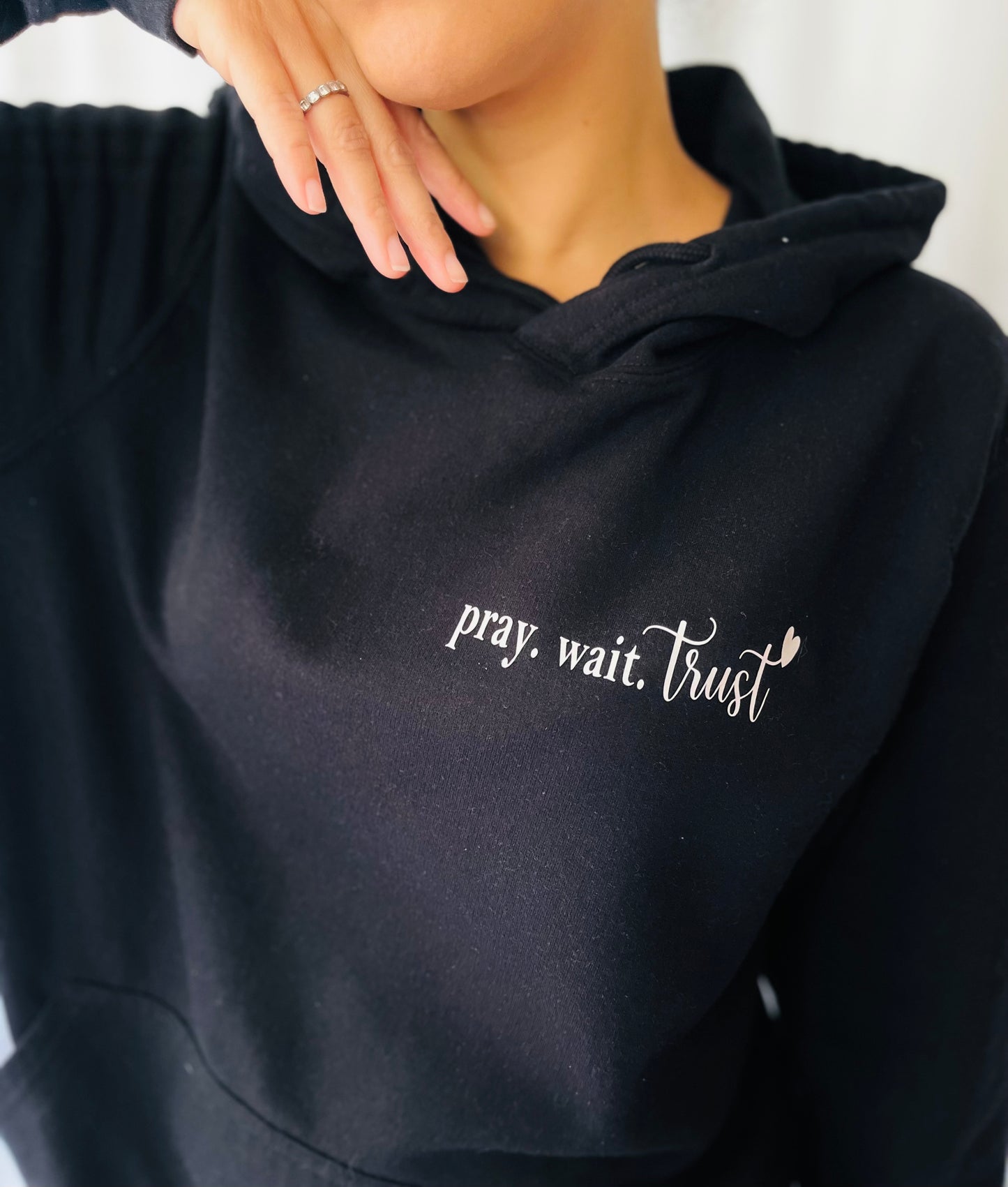 Pray Wait Trust Hoodie with Heart