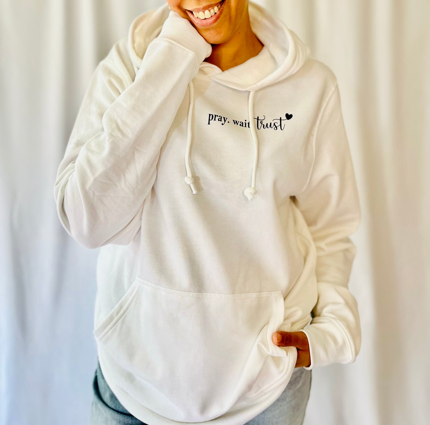 Pray Wait Trust Hoodie with Heart
