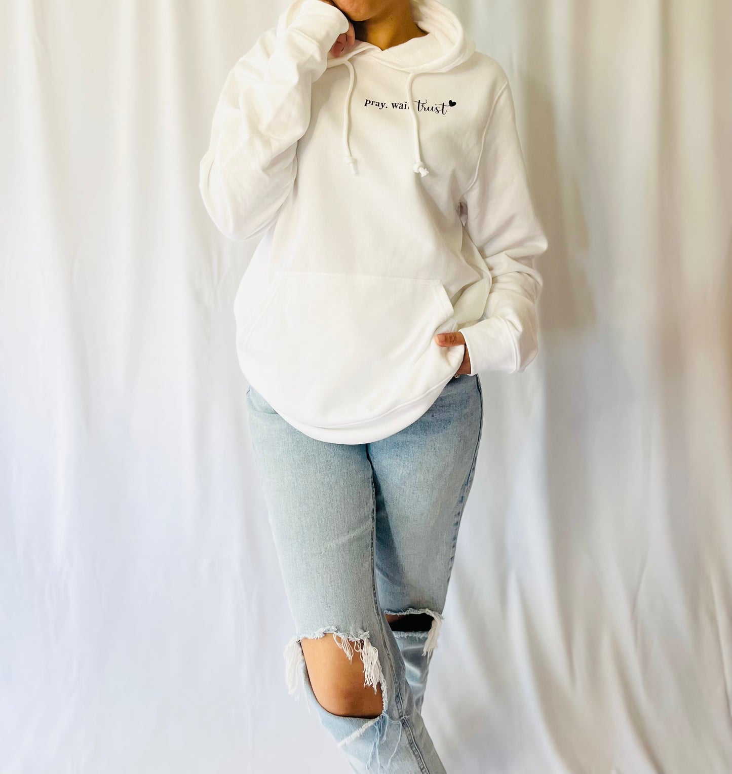 Pray Wait Trust Hoodie with Heart